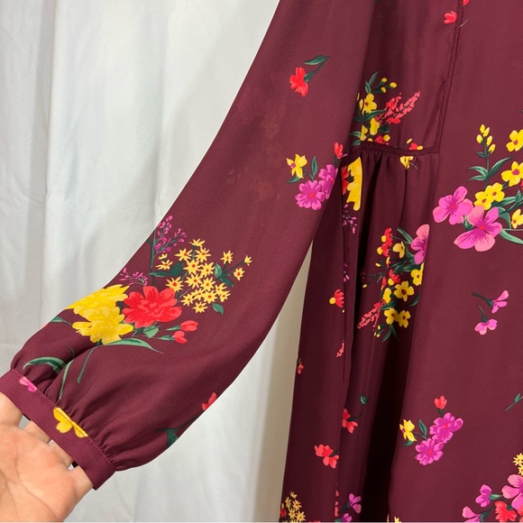 Old navy, dress floral shift burgundy,  M Tall. - Picture 4 of 15